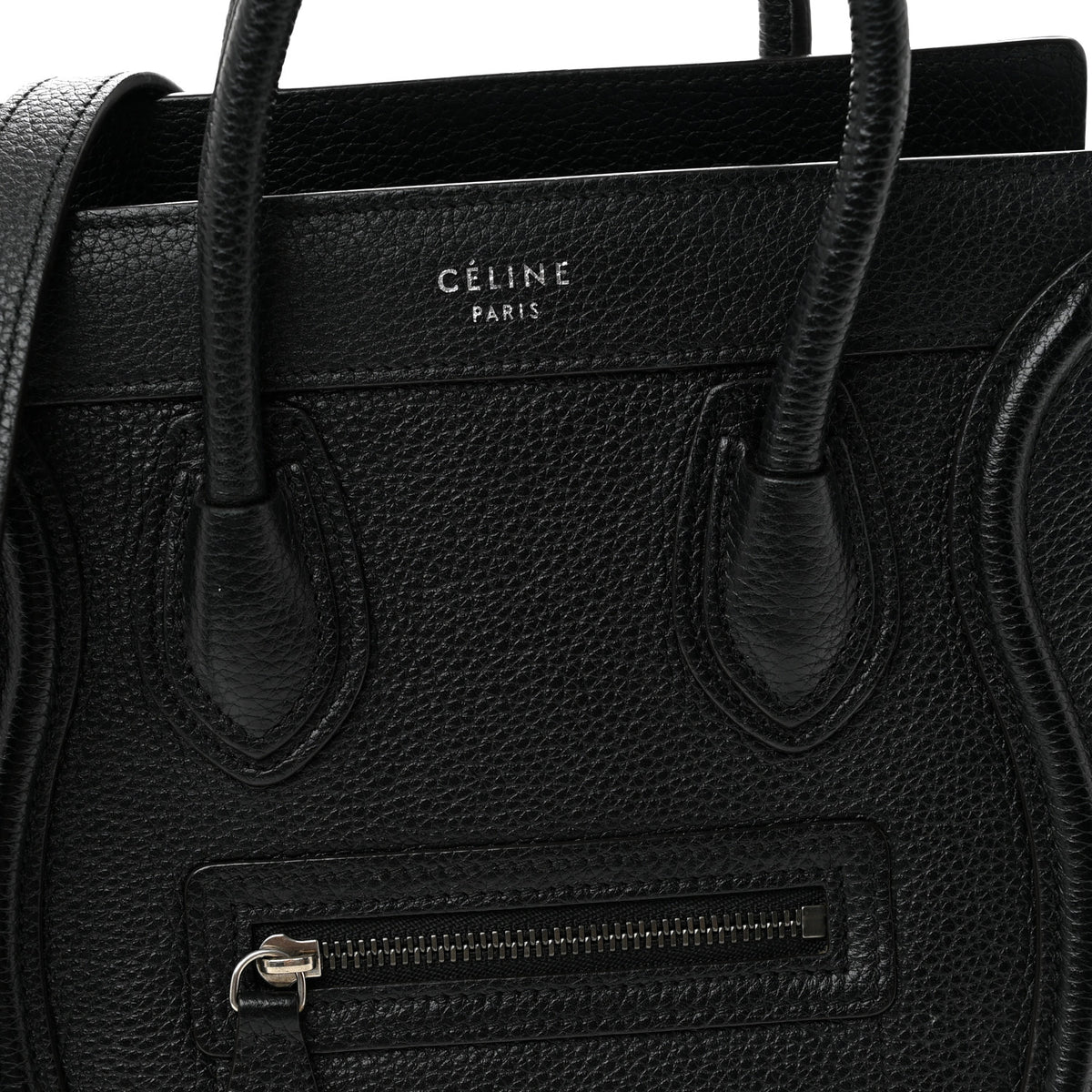 Celine Drummed Calfskin Nano Luggage Black 8 of 10