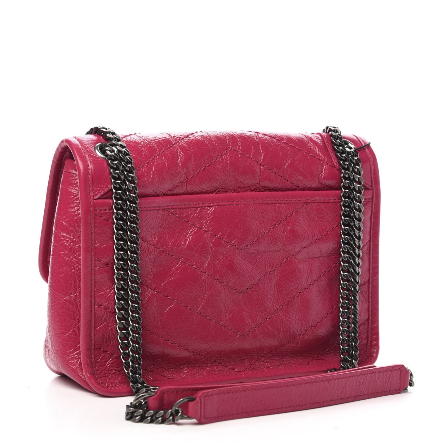 Crinkled Calfskin Matelasse Monogram Baby Niki Chain Satchel Freesia