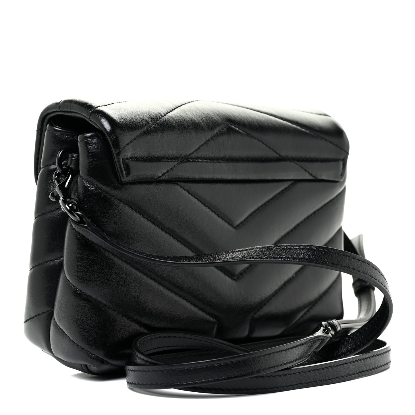 Calfskin Y Quilted Monogram Toy Loulou Crossbody Bag Black