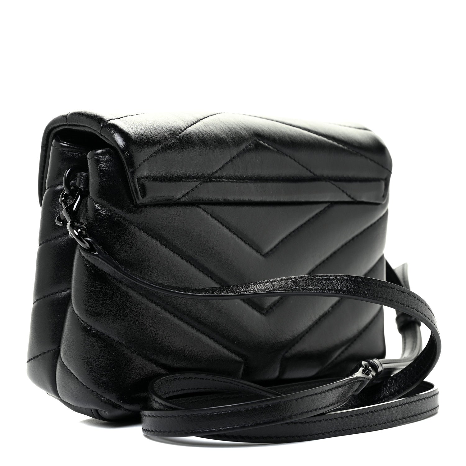 Saint Laurent Calfskin Y Quilted Monogram Toy Loulou Crossbody Bag Black 3 of 18