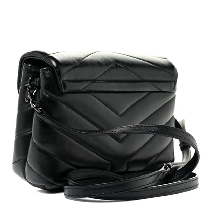 Saint Laurent Calfskin Y Quilted Monogram Toy Loulou Crossbody Bag Black 3 of 18