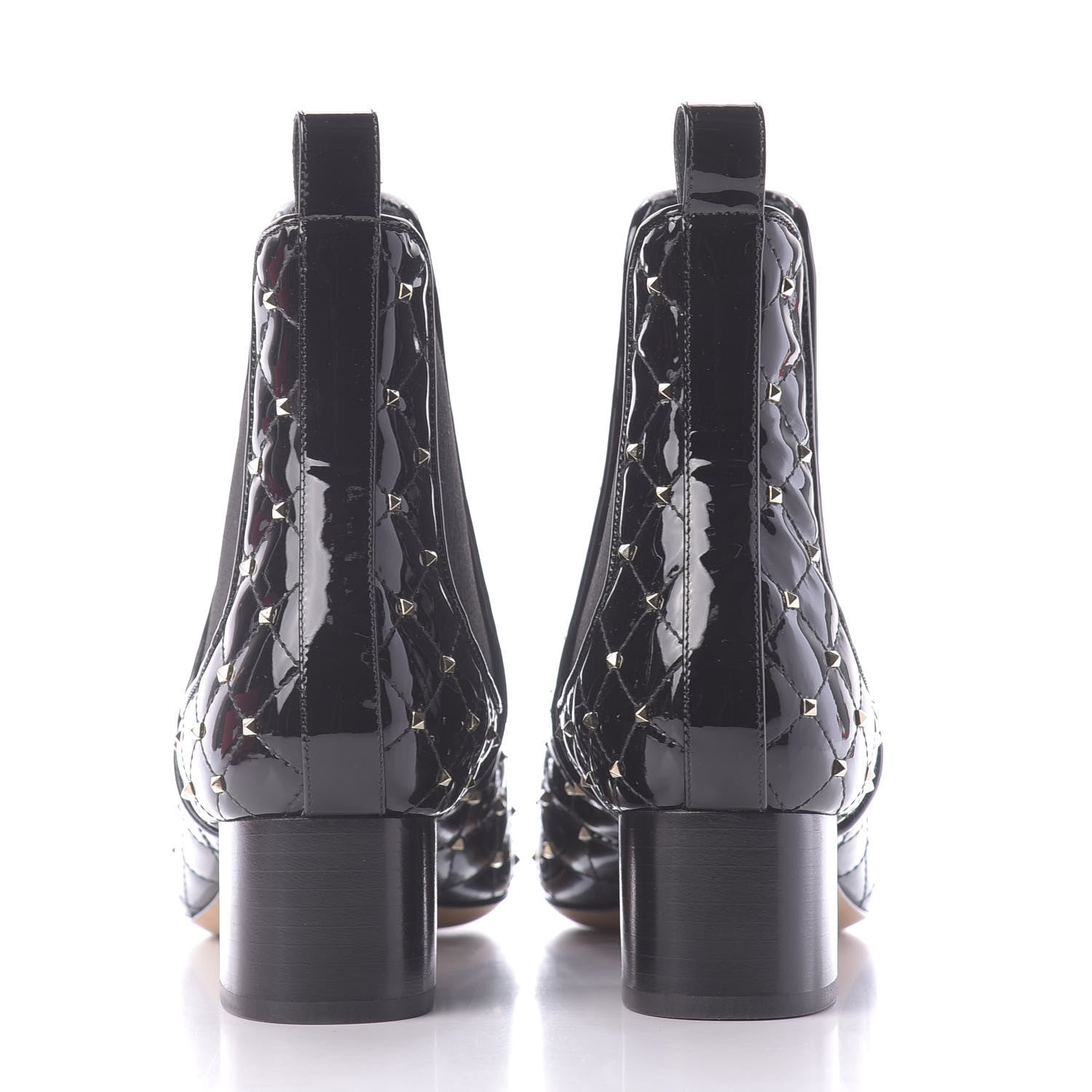 Valentino Garavani Patent Rockstud Spike Chelsea Ankle Boots 39 Black 5 of 11