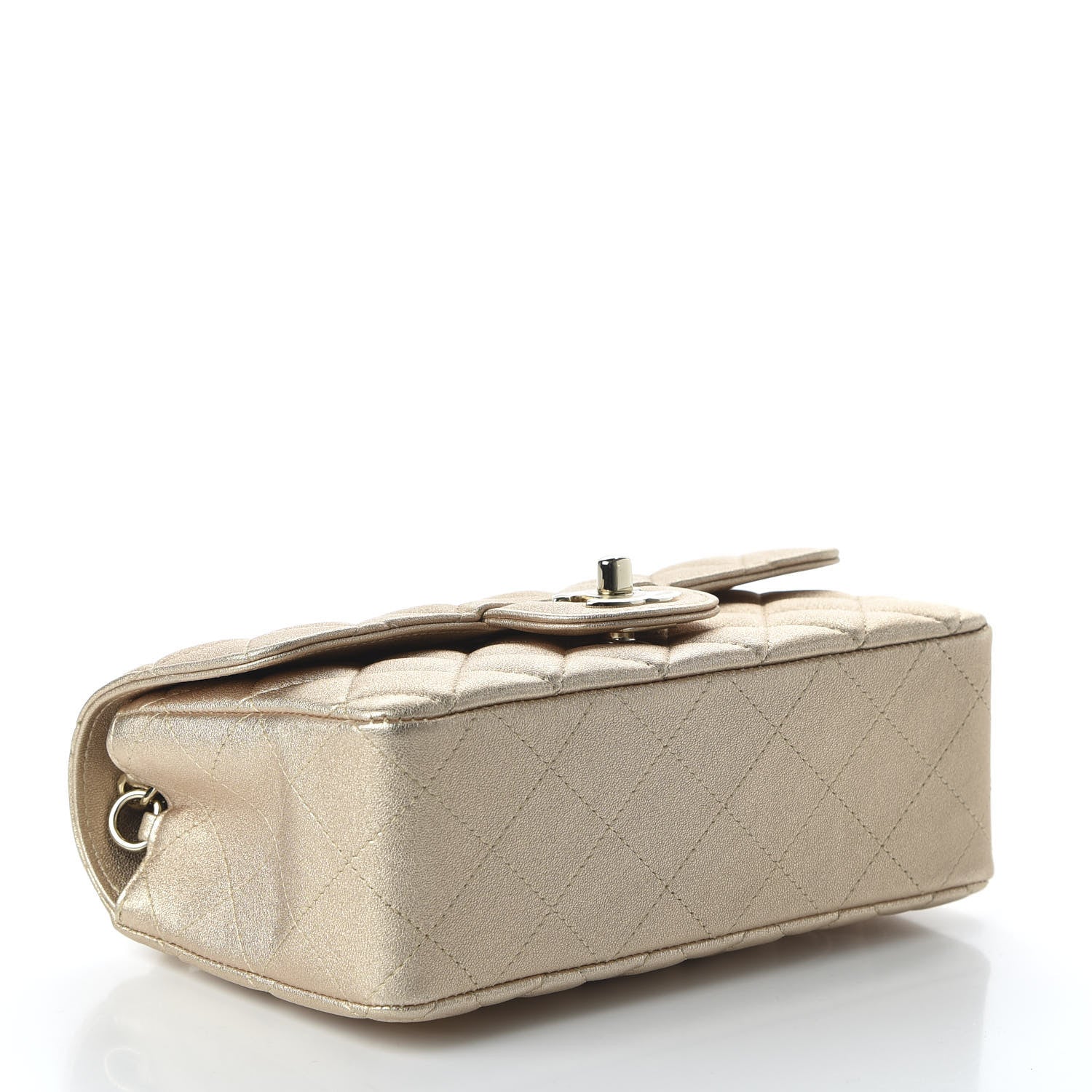 Chanel Metallic Lambskin Quilted Mini Rectangular Flap Gold 4 of 10