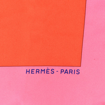 Hermes Silk D'Hiver Shawl 140 Rose Vif Vert Jaune Vif 2 of 3