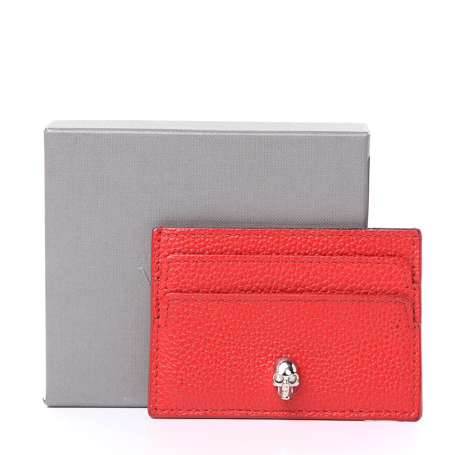 Alexander McQueen Calfskin Skull Card Holder Scarlet Red 8 of 8