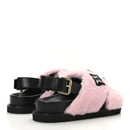 Louis Vuitton Shearling Calfskin Paseo Flat Comfort Sandal 41 Pink 4 of 8