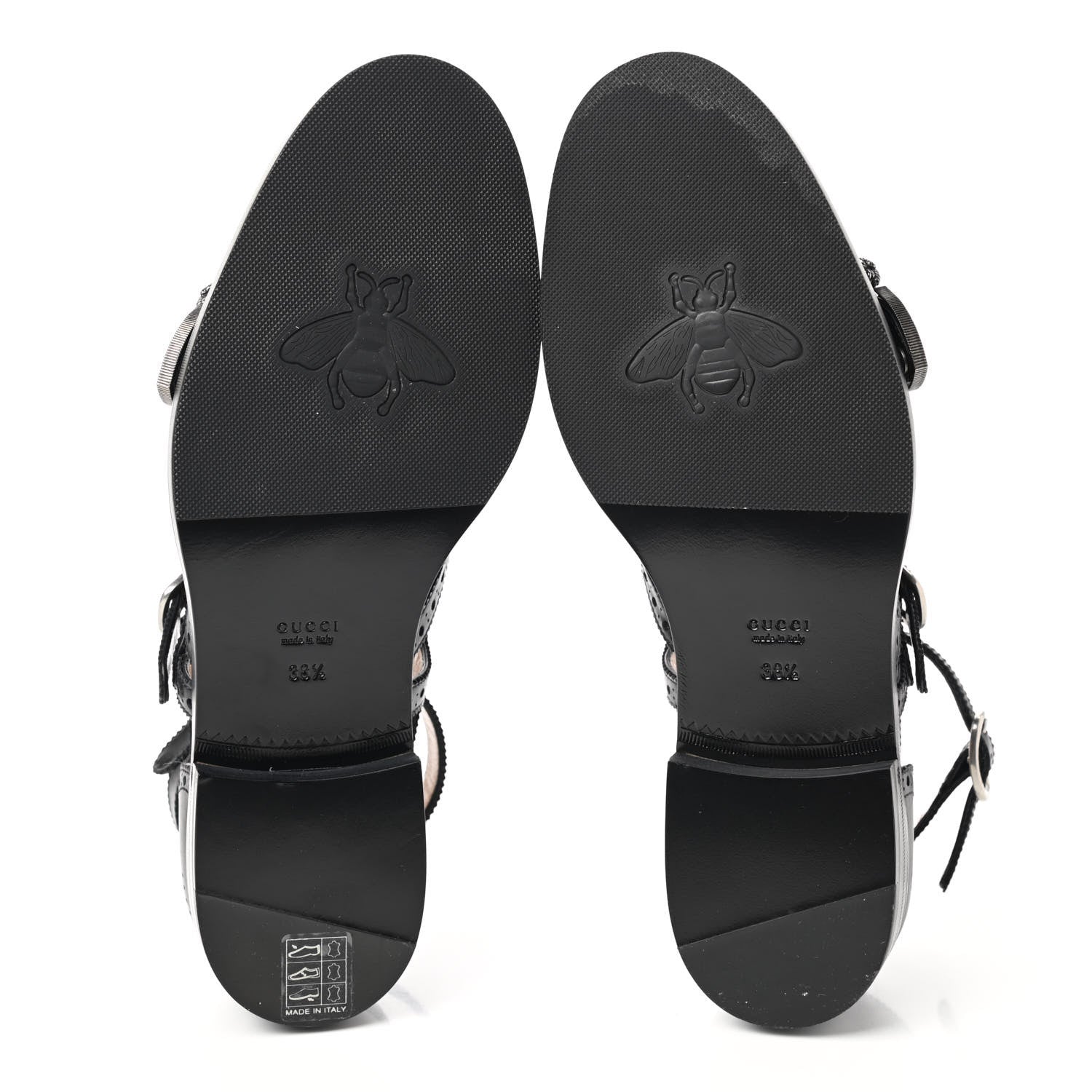 Gucci Calfskin Bee Embroidered Womens Queercore Brogue Wingtip Monk Strap Loafers 38.5 Black 5 of 8