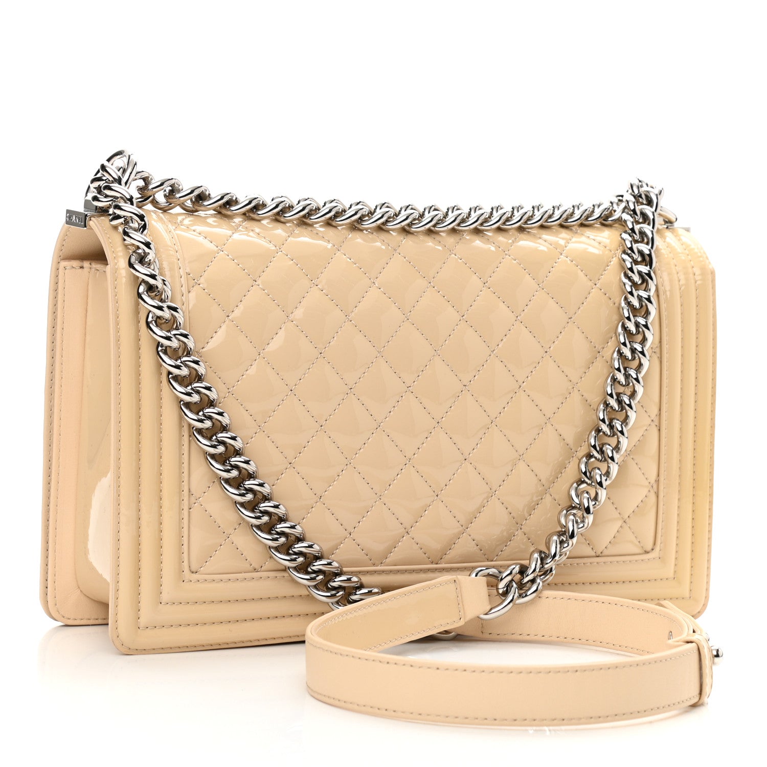Chanel Patent Calfskin New Medium Boy Flap Plexiglass Beige 3 of 10