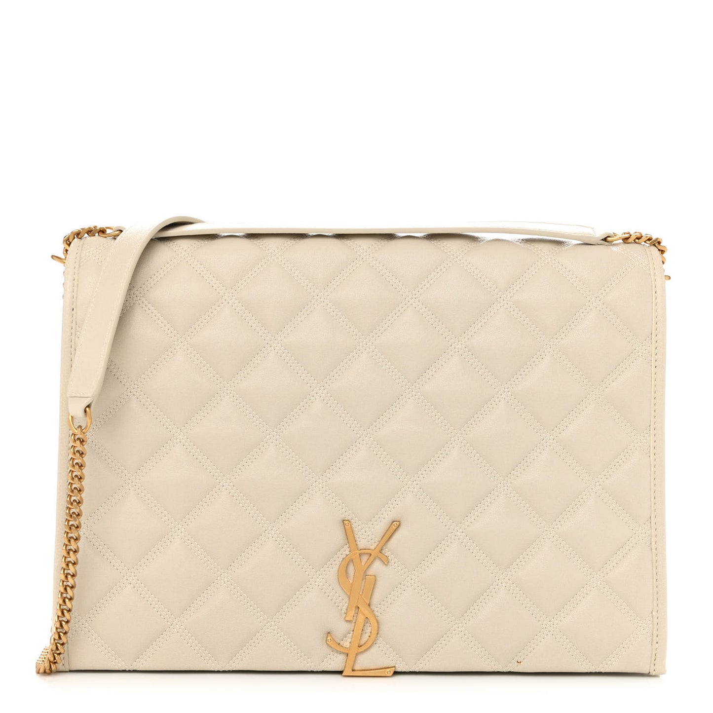 Lambskin Quilted Large Becky Chain Bag Crema Soft