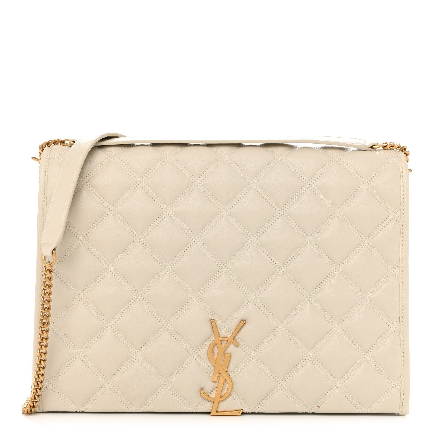 Saint Laurent Lambskin Quilted Large Becky Chain Bag Crema Soft 1 of 11