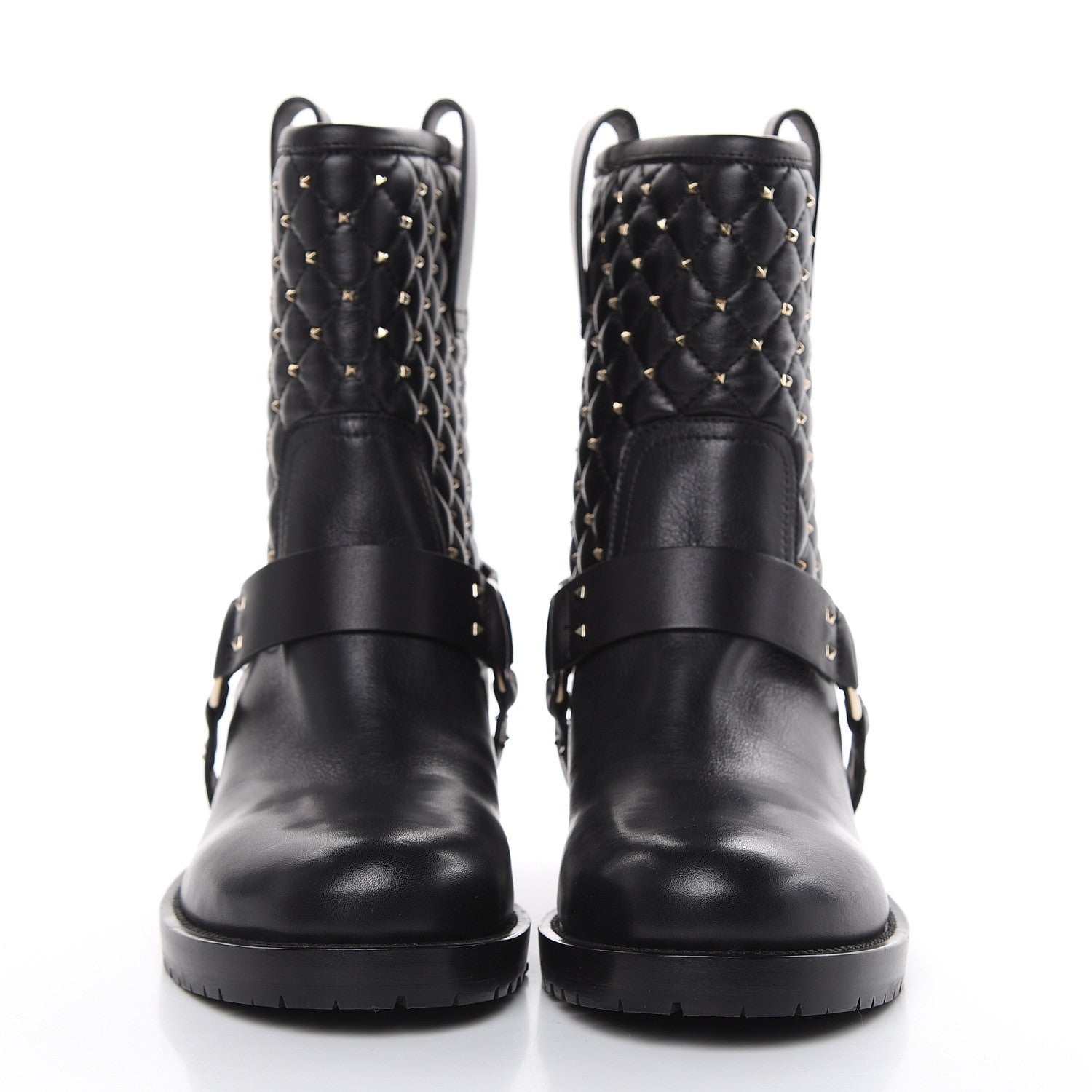 Valentino Garavani Calfskin Nappa Rockstud Spike 20mm Biker Boots 38 Black 2 of 9