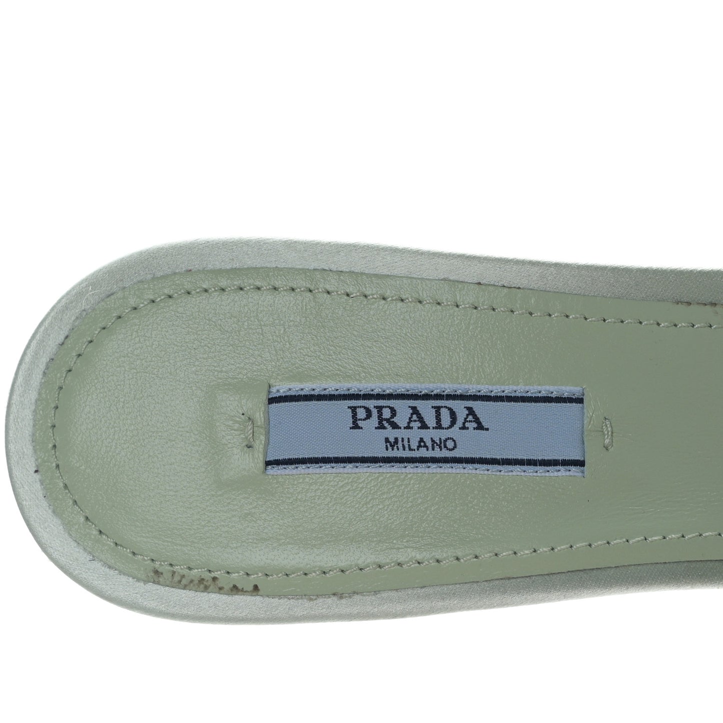 Satin Crystal Logo 65mm Slide Sandals 39 Acqua