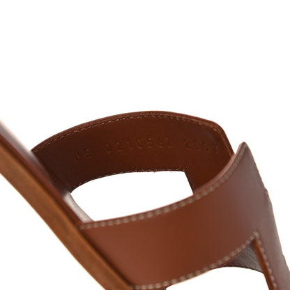 Hermes Box Calfskin Oran Sandals 39 Gold 8 of 9