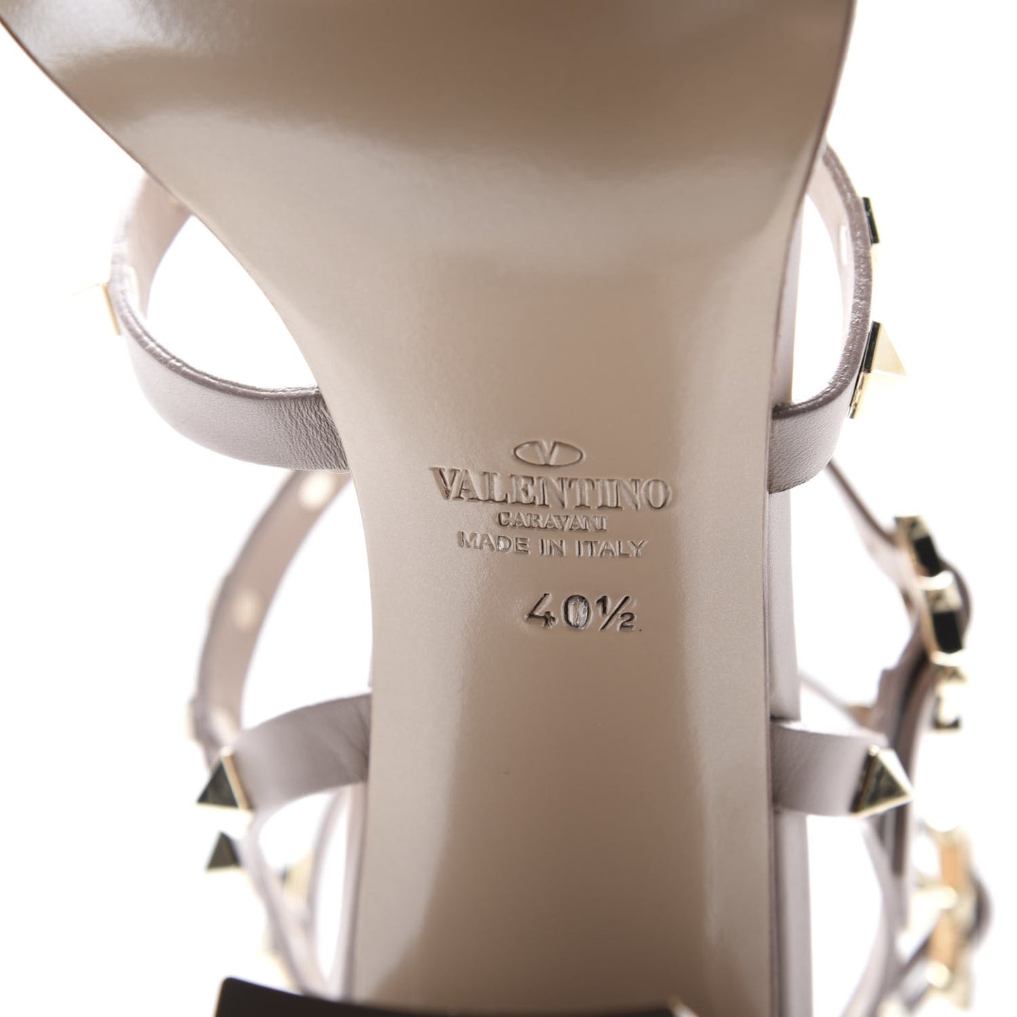 Calfskin Rockstud 90mm City Sandals 40.5 Poudre