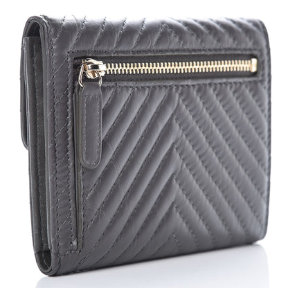 Chanel Aged Calfskin Chevron Reissue Compact Wallet Grey 3 of 9