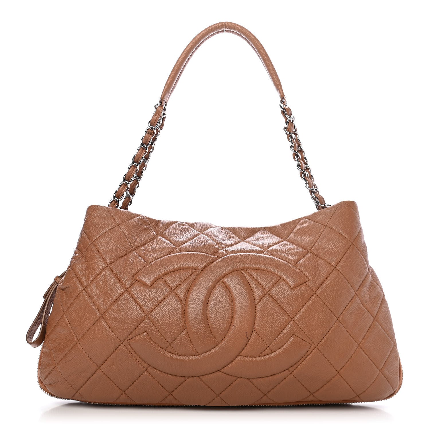 Chanel Caviar Quilted Expandable Zip Shoulder Bag Beige 3 of 43