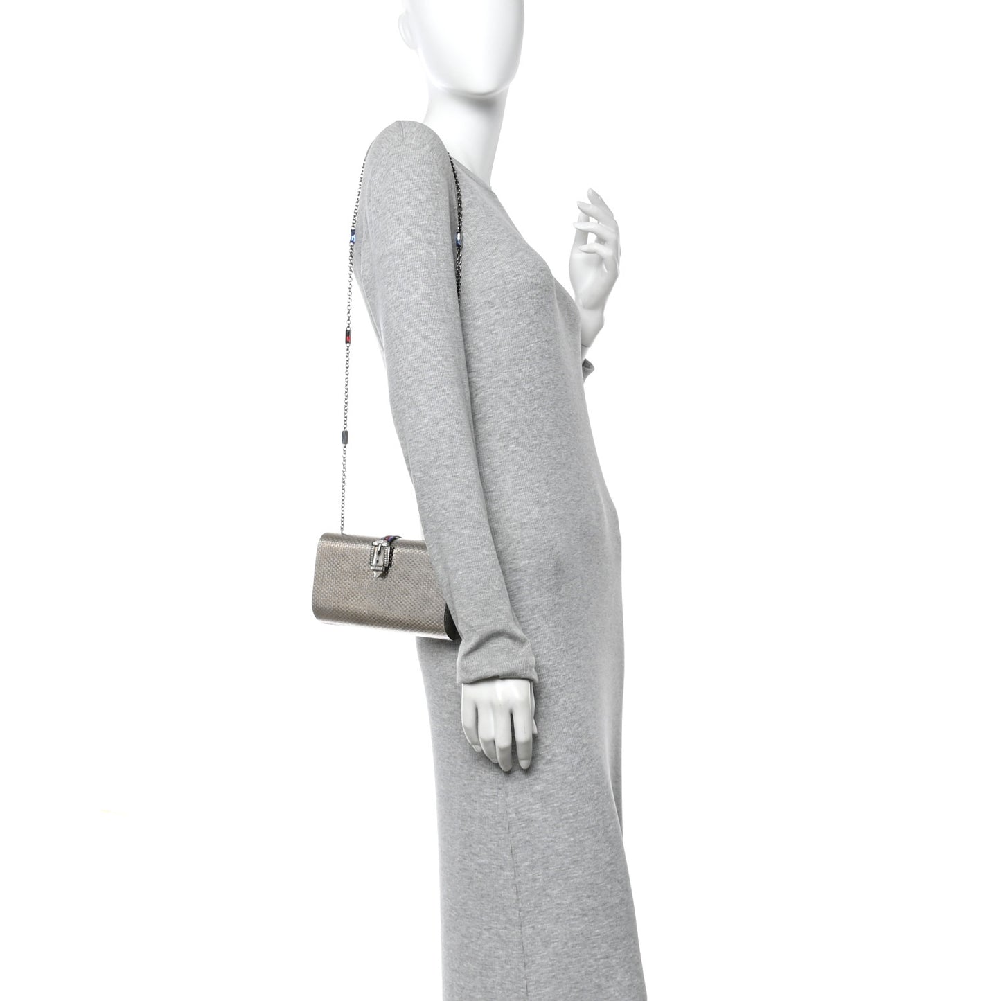 Metal Crystal Buckle Small Chain Shoulder Bag Silver