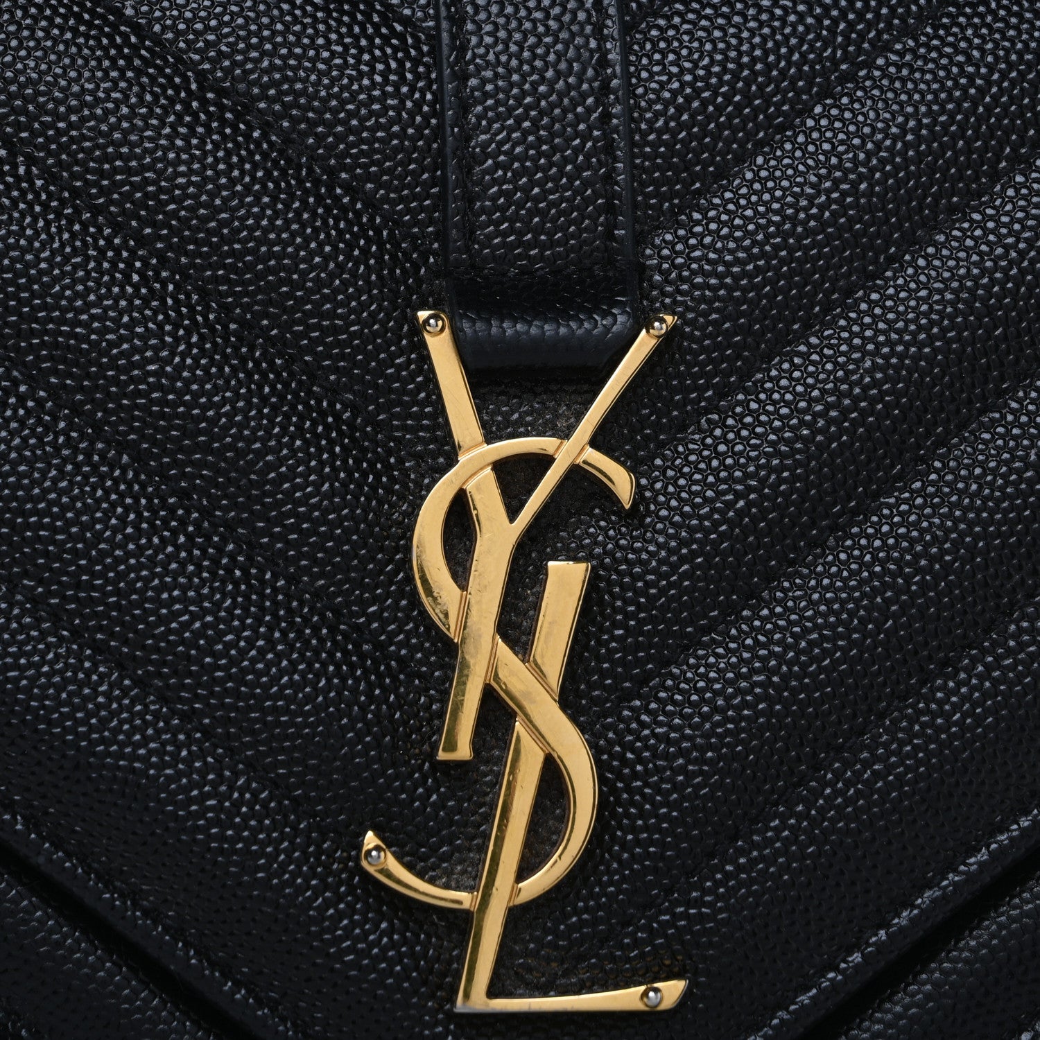 Saint Laurent Grain De Poudre Matelasse Chevron Medium Monogram Satchel Black 7 of 9