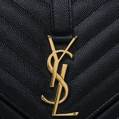 Saint Laurent Grain De Poudre Matelasse Chevron Medium Monogram Satchel Black 7 of 9