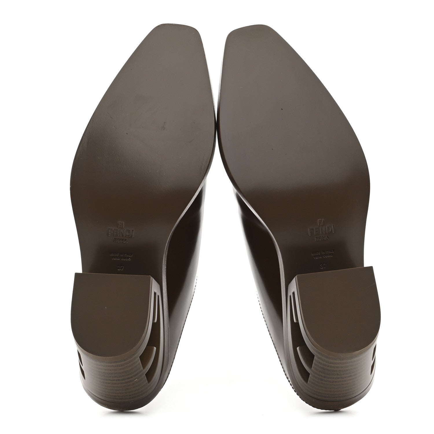 Fendi Vitello Abrasivato FF Cut Mules 37 Cuoio 6 of 9