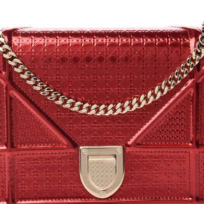 Christian Dior Metallic Patent Micro-Cannage Diorama Wallet on Chain Pouch Red 9 of 10
