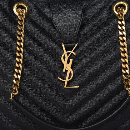 Saint Laurent Grain De Poudre Matelasse Chevron Monogram Shopping Bag Black 8 of 11