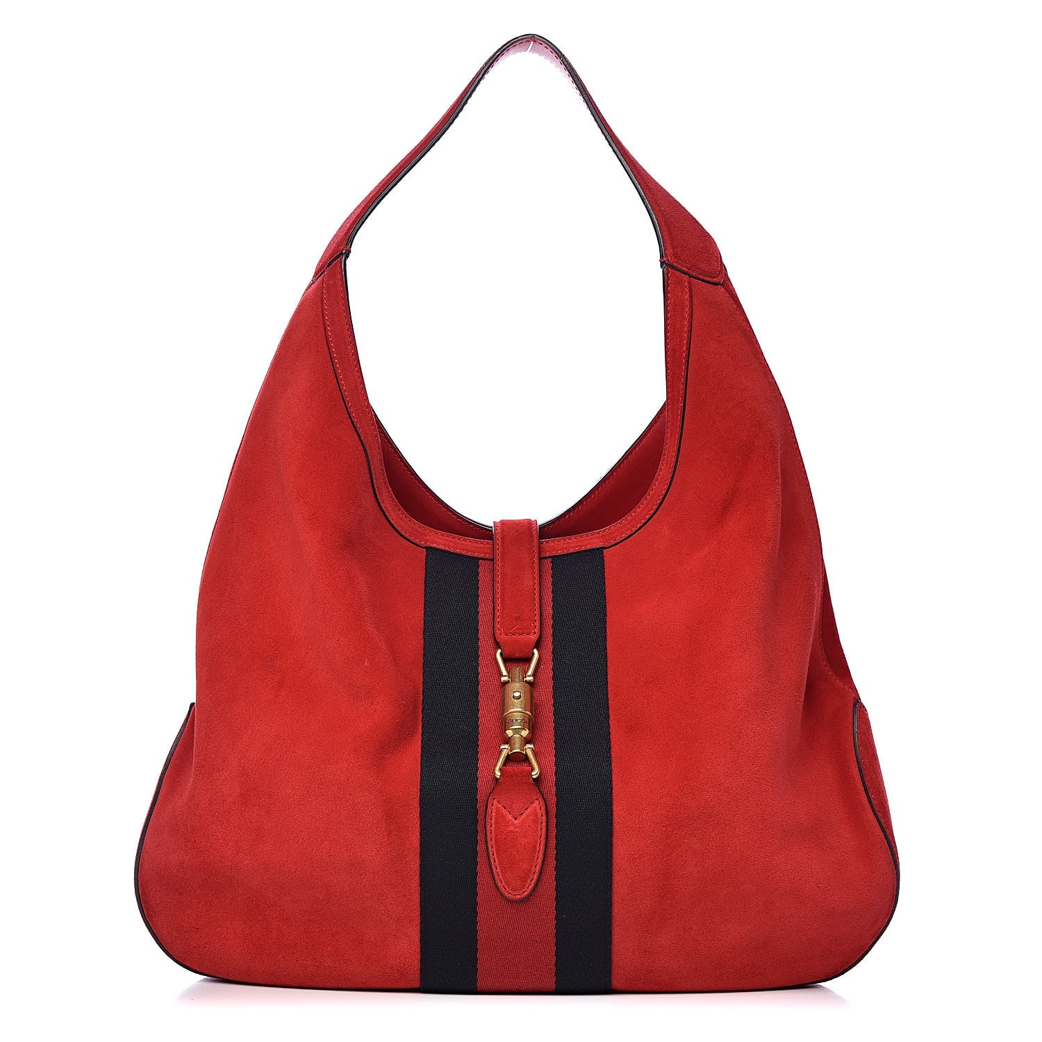 Gucci Soft Suede Web Large Jackie Hobo Red 3 of 11