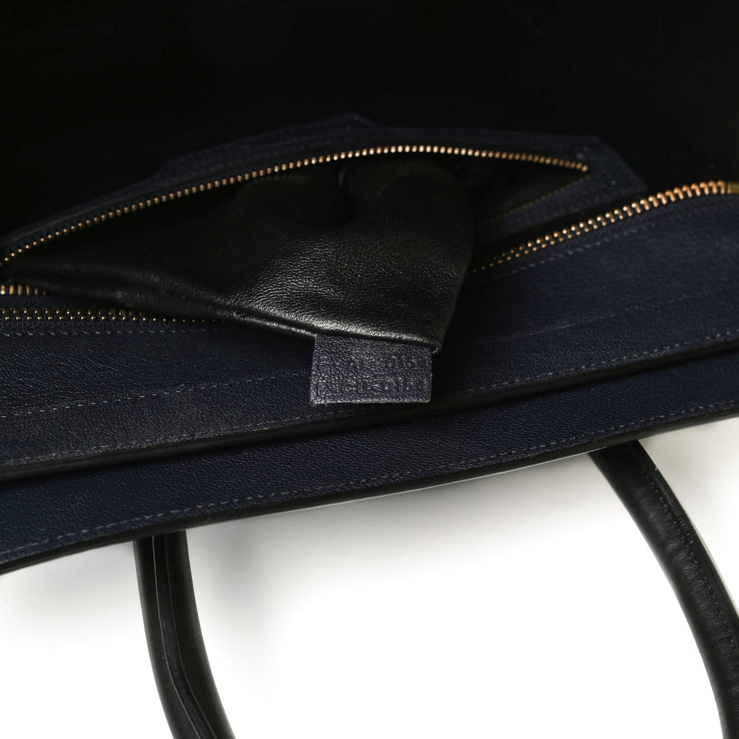 Drummed Calfskin Mini Bi-Color Luggage Navy Black