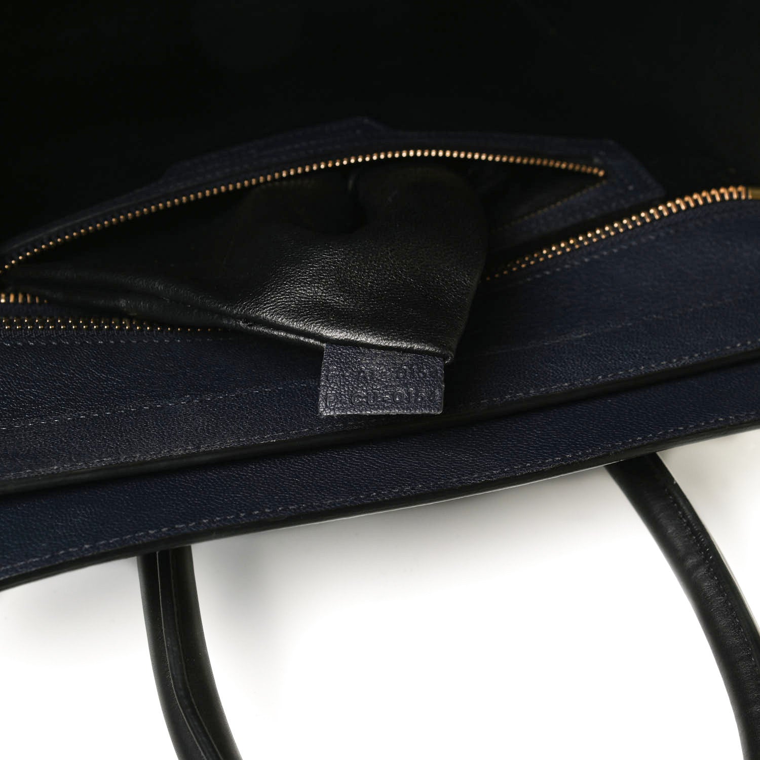 Celine Drummed Calfskin Mini Bi-Color Luggage Navy Black 6 of 10