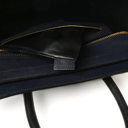 Celine Drummed Calfskin Mini Bi-Color Luggage Navy Black 6 of 10