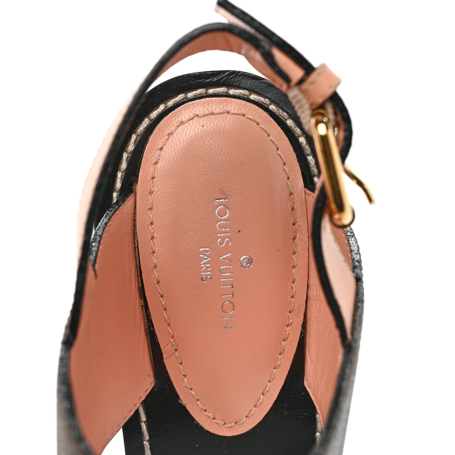 Louis Vuitton Calfskin Damier Ebene Passenger Heeled Sandals 40 Venus Pink 7 of 8