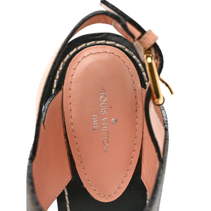 Louis Vuitton Calfskin Damier Ebene Passenger Heeled Sandals 40 Venus Pink 7 of 8