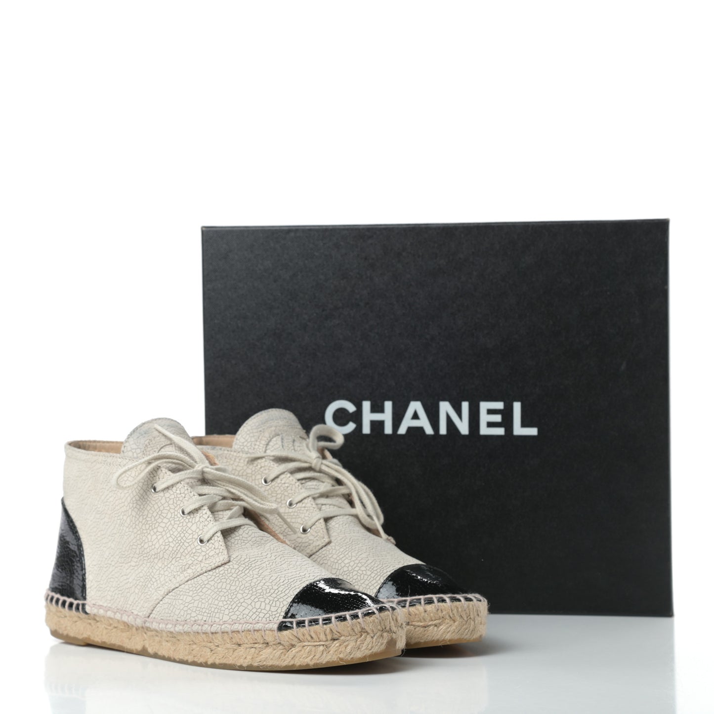 Crackled Calfskin High Top Espadrilles 39 Light Beige Black