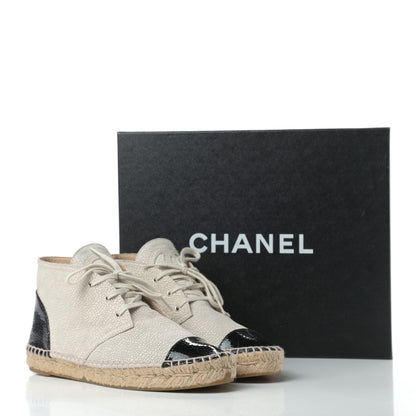 Chanel Crackled Calfskin High Top Espadrilles 39 Light Beige Black 12 of 12