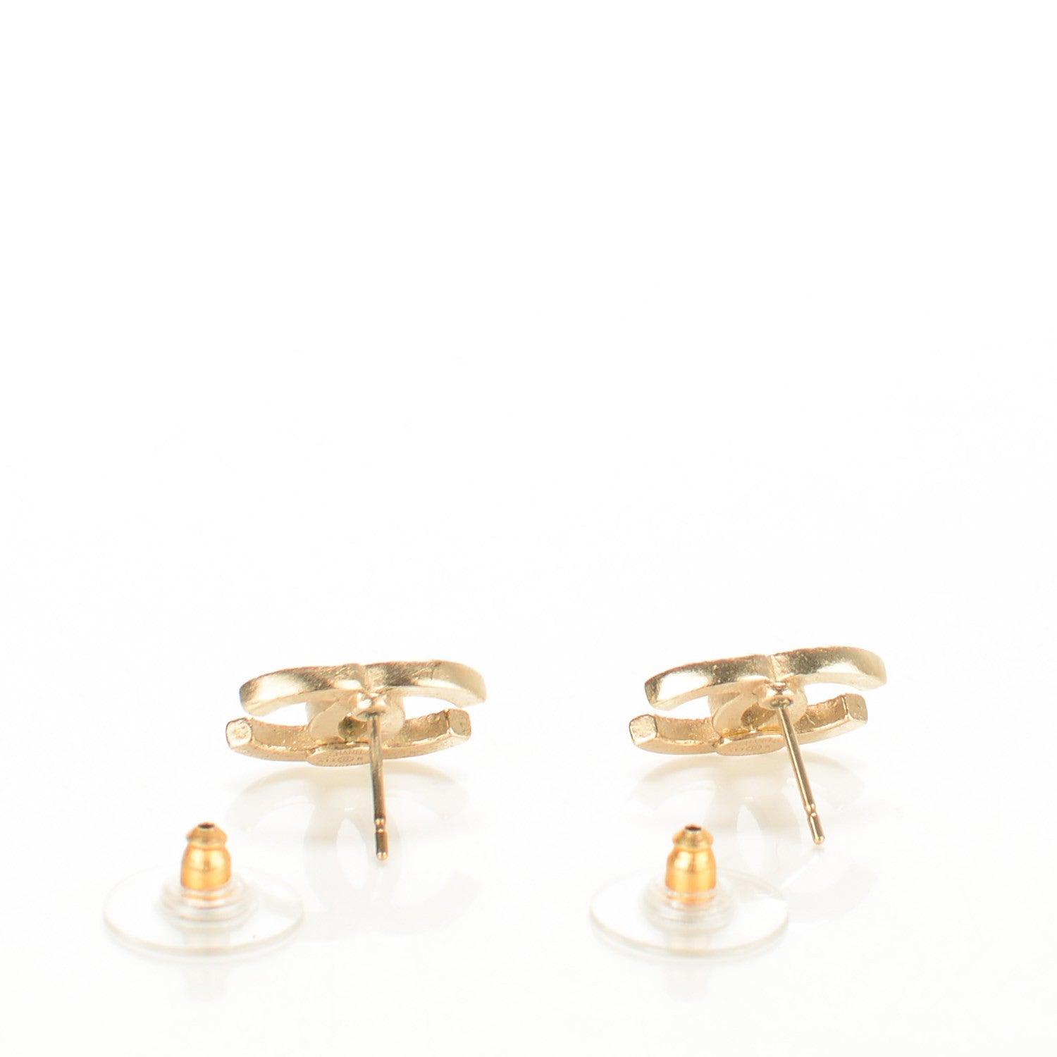 Chanel Crystal CC Earrings Light Gold 4 of 5