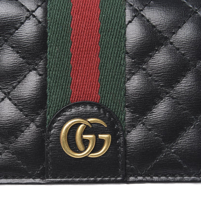 Gucci Calfskin Web Trapuntata GG Marmont Card Case Wallet Black 8 of 9