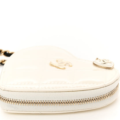 Chanel Patent Calfskin Resin Quilted CC Heart Clutch With Chain Black 16 of 17
