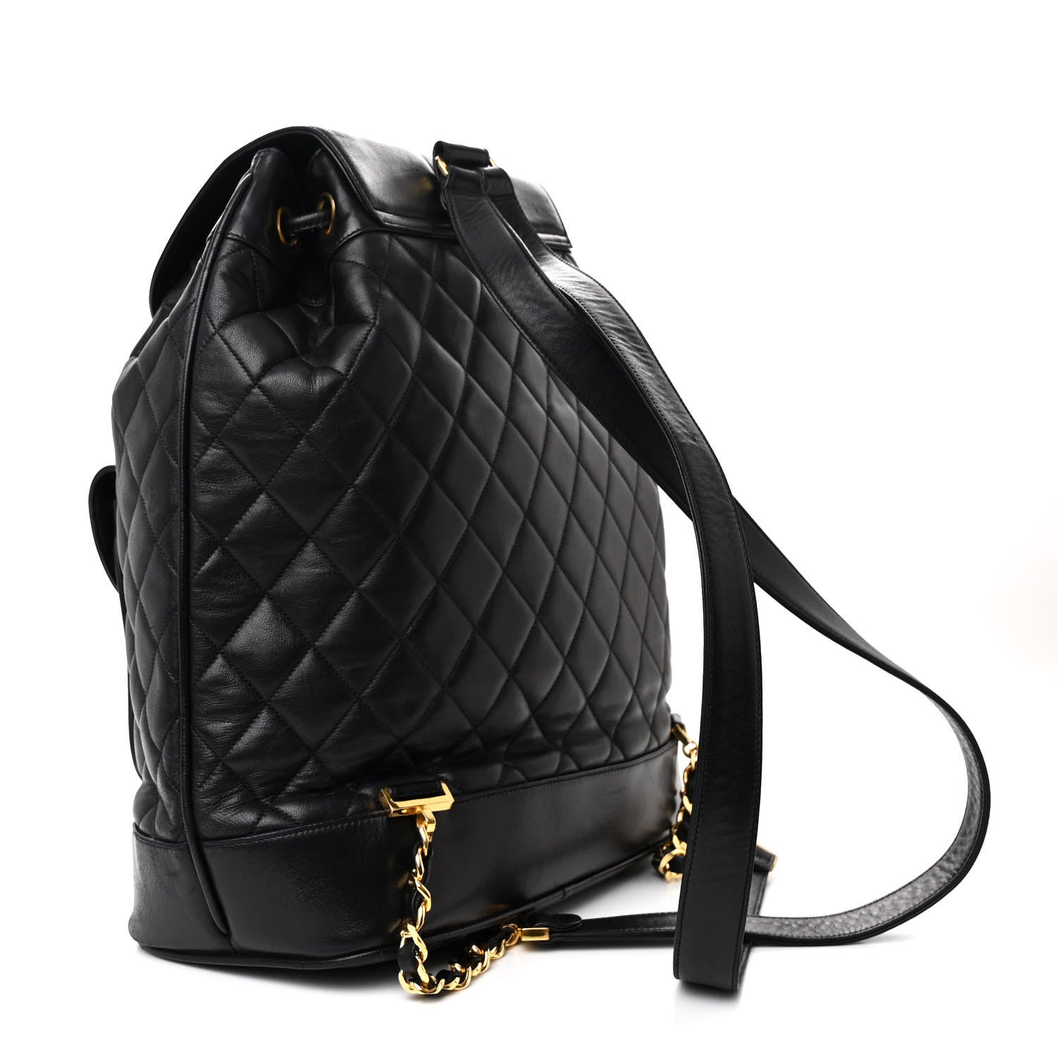 Chanel Lambskin Quilted Drawstring Backpack Black 3 of 13