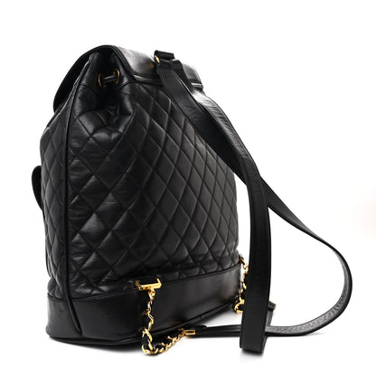 Chanel Lambskin Quilted Drawstring Backpack Black 3 of 13