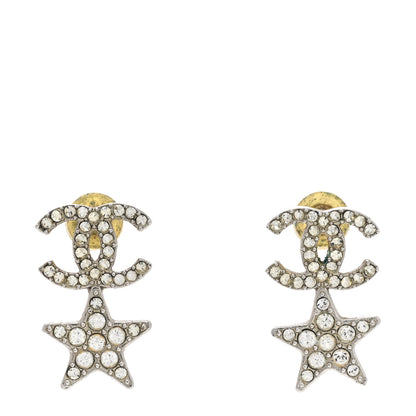 Chanel Crystal Starfall Drop CC Earrings Silver 1 of 7