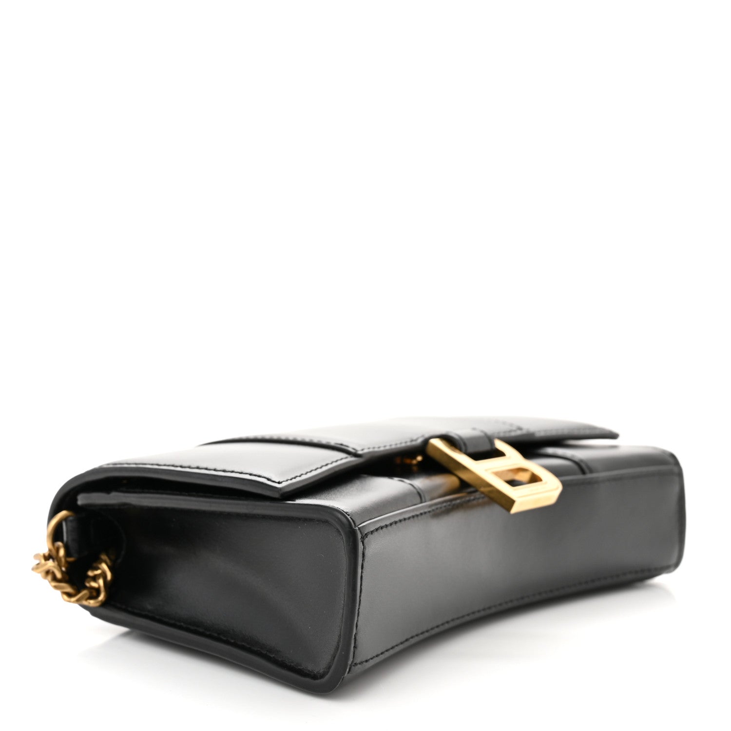Balenciaga Shiny Box Calfskin Hourglass Chain Bag Black 4 of 10
