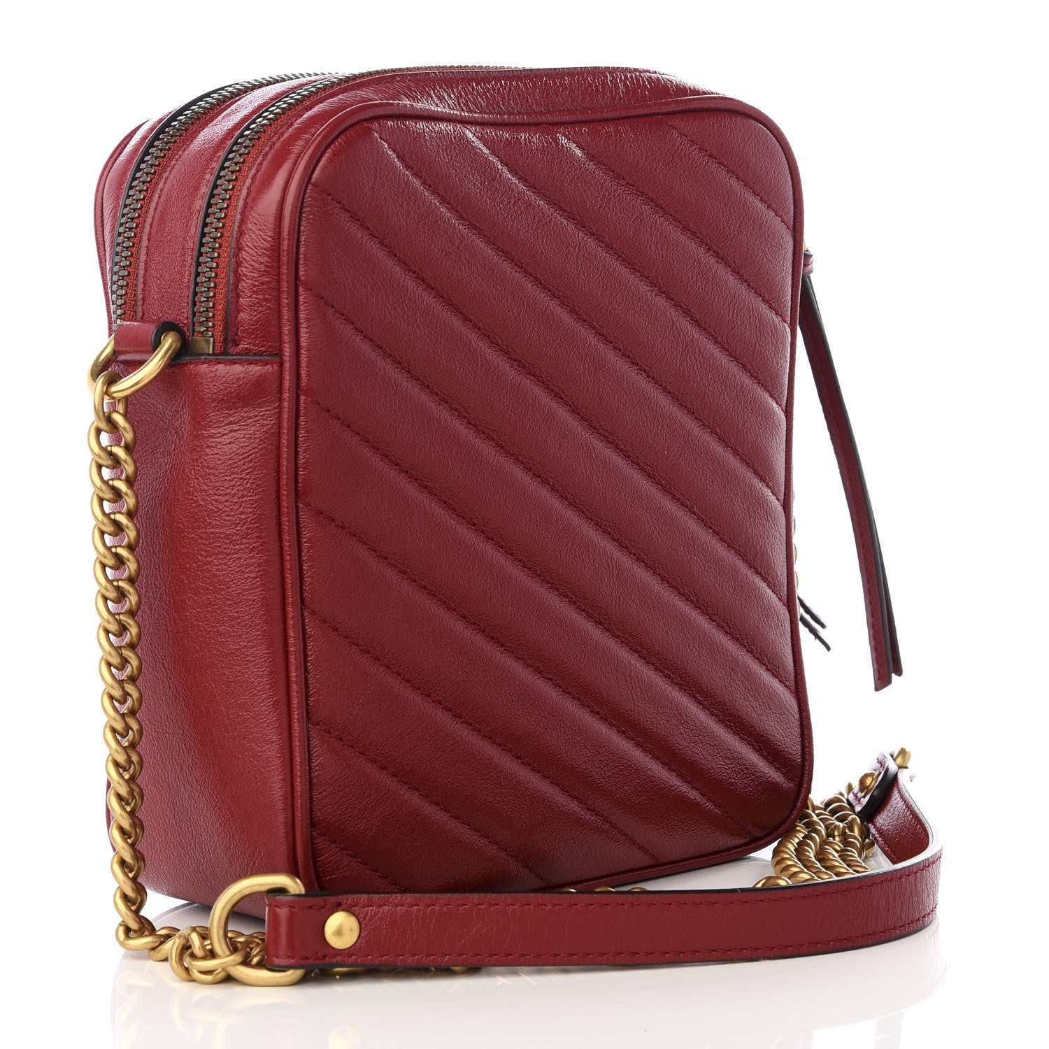 Gucci Azalea Calfskin Matelasse Diagonal Tall GG Marmont Crossbody Bag Romantic Cerise 2 of 8