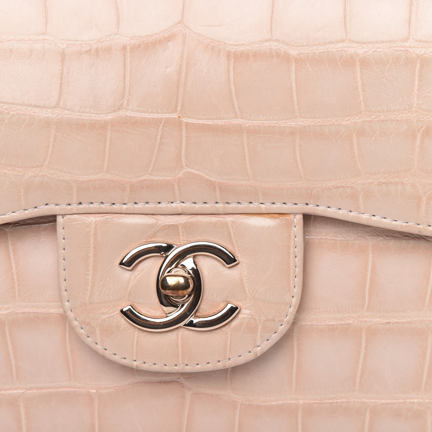 Chanel Alligator Jumbo Double Flap Light Pink 10 of 16