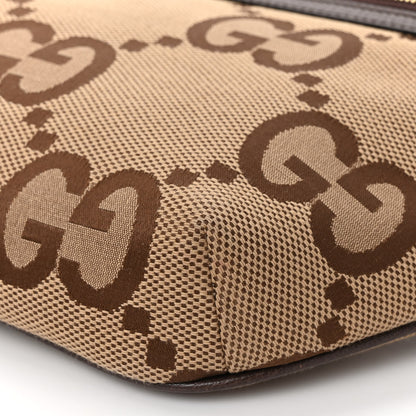 Gucci Monogram Jumbo GG Textured Dollar Calfskin Web Belt Bag Camel Ebony New Acero 8 of 8