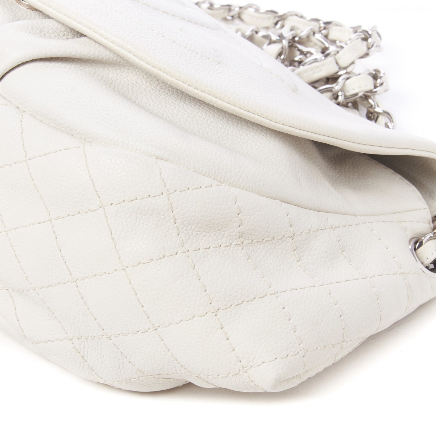 Caviar Half Moon Large Flap White