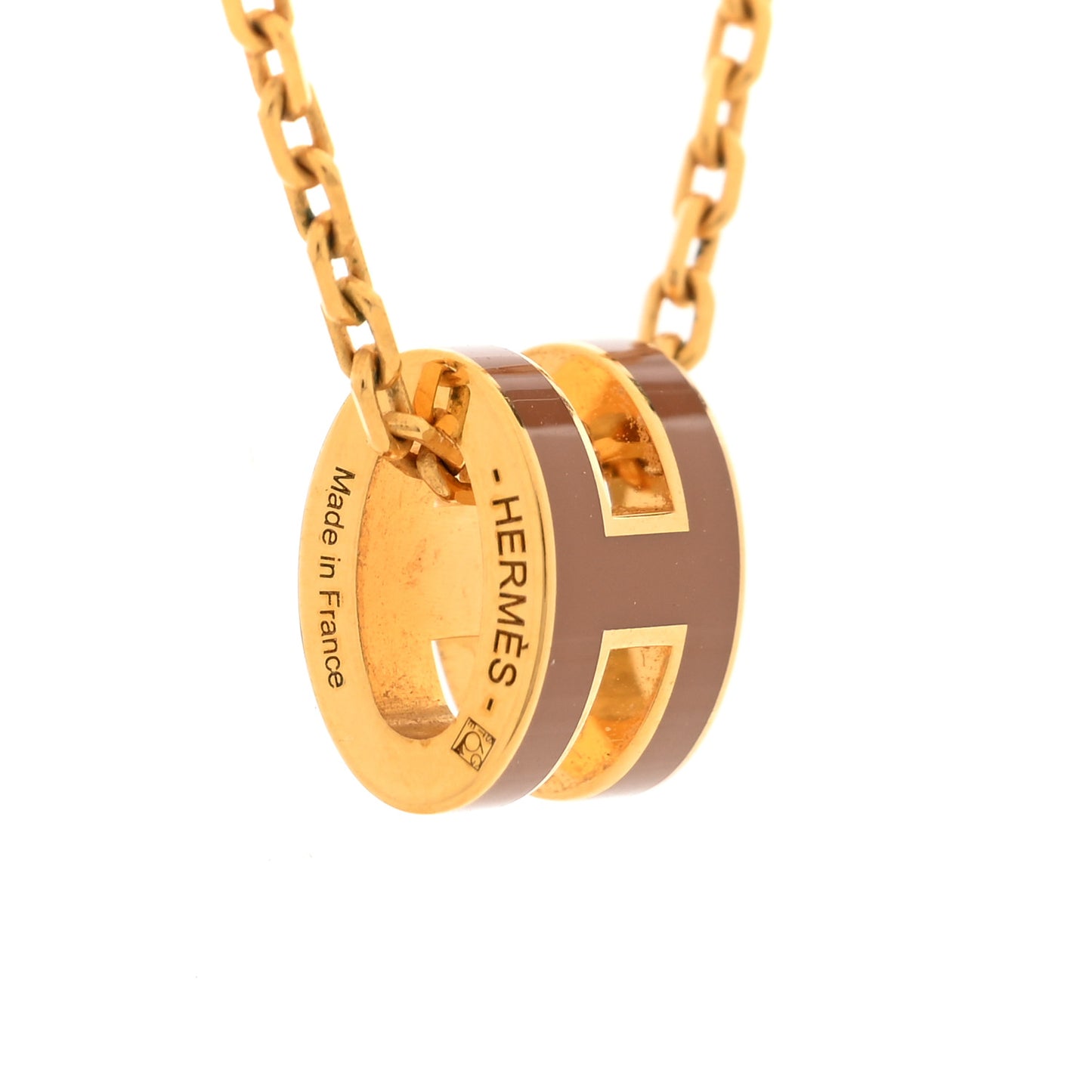 Lacquered Gold Mini Pop H Pendant Necklace New Gold