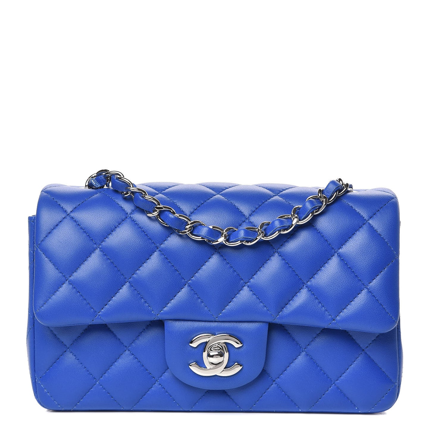 Lambskin Quilted Mini Rectangular Flap Royal Blue