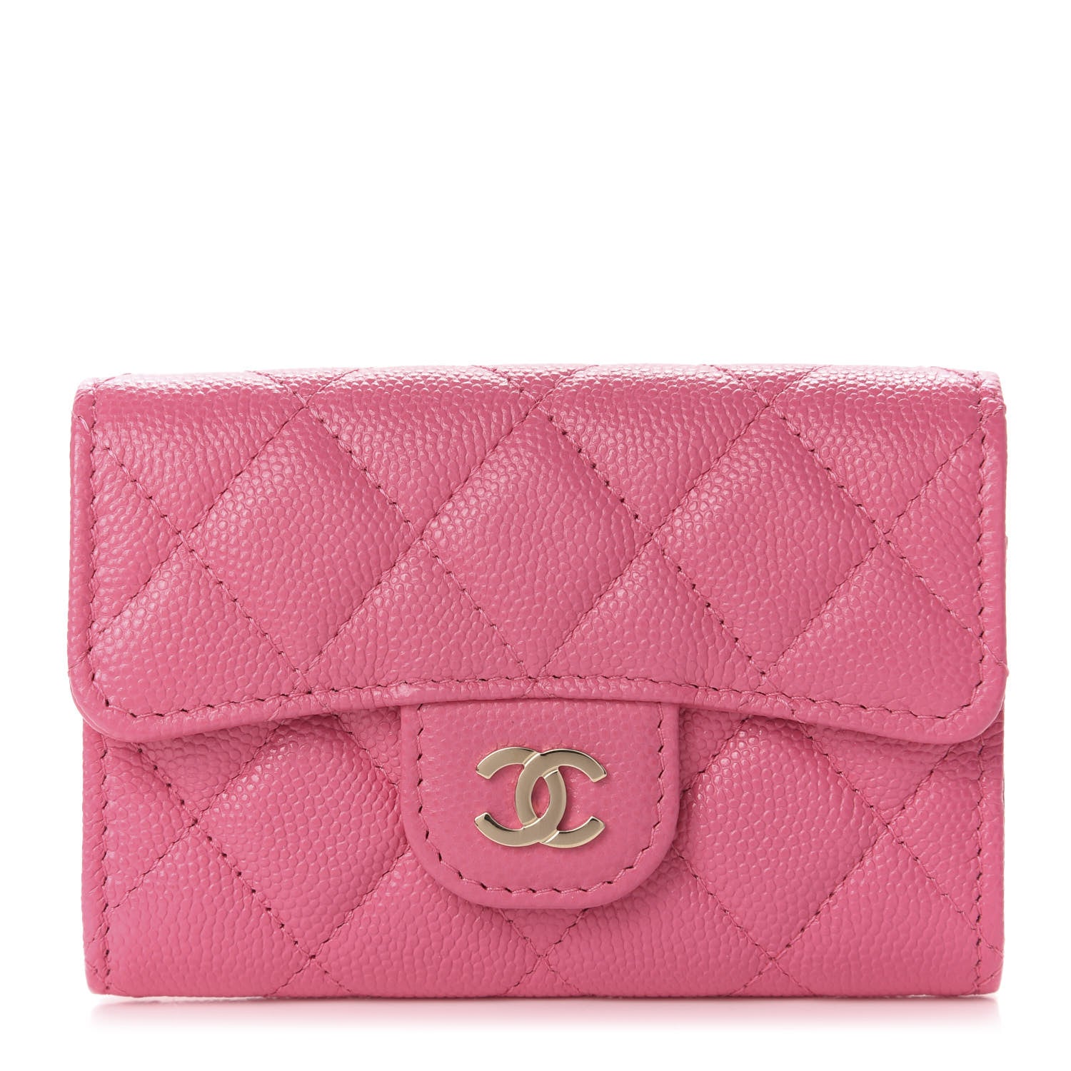 Chanel Caviar Quilted Flap Card Holder Wallet Pink 1 of 9