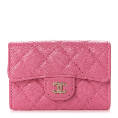 Chanel Caviar Quilted Flap Card Holder Wallet Pink 1 of 9