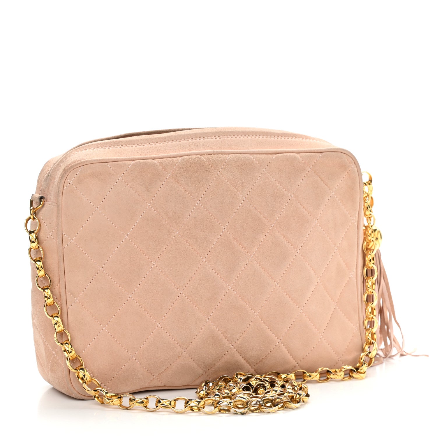Chanel Suede Quilted CC Tassel Flap Camera Case Pink 3 of 15